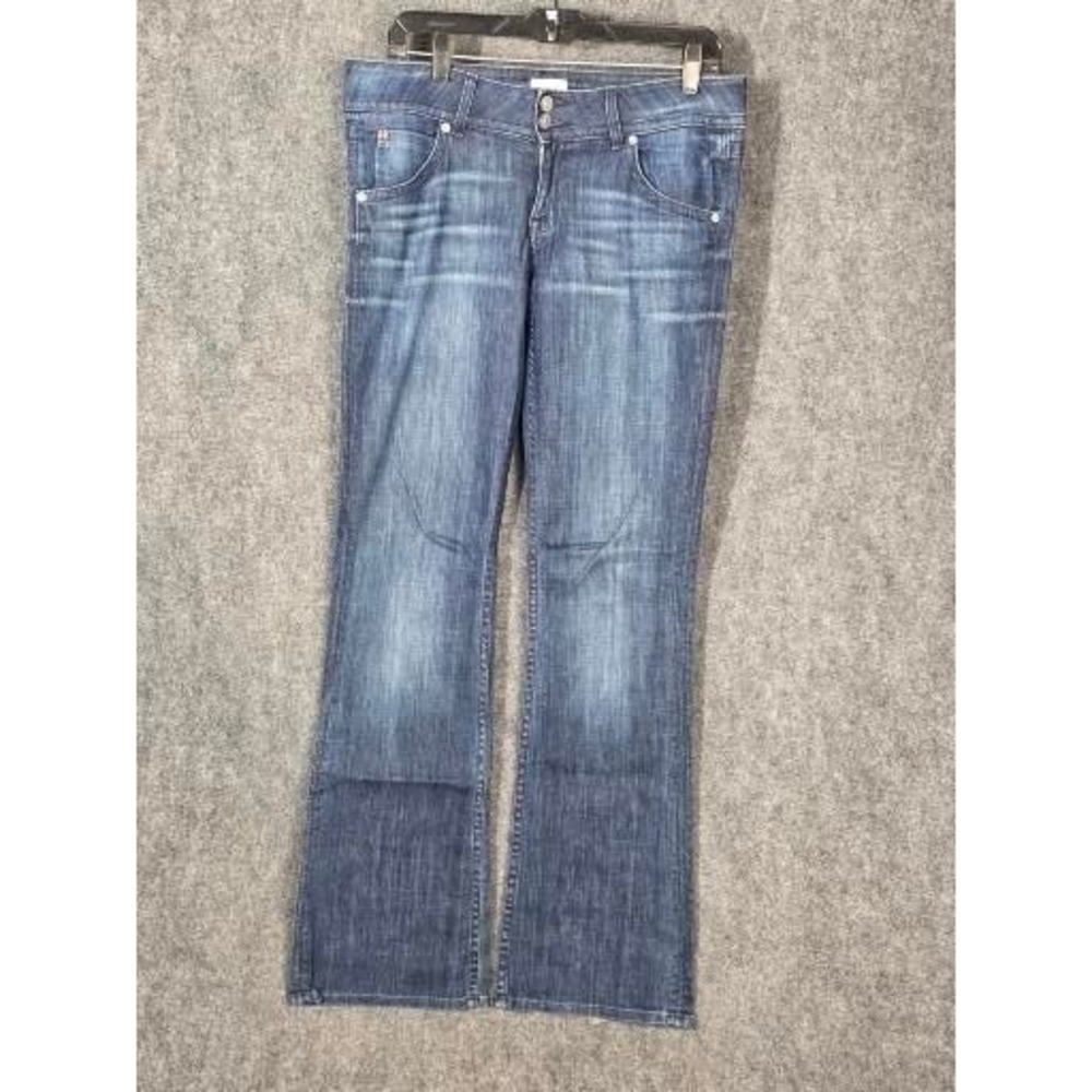 Womens 28 Jeans Bootcut Blue Stretch Denim Flap Pocket Low Rise Hudson Beth